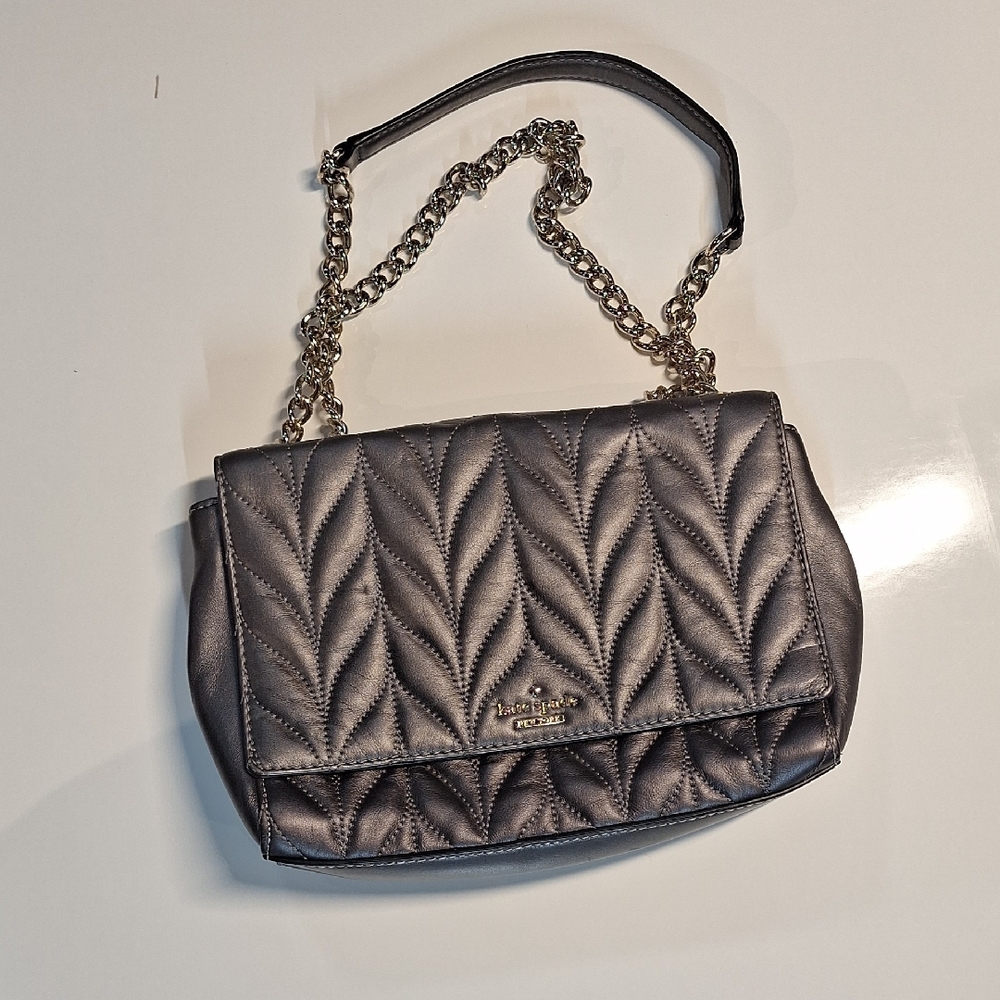 Kate Spade Silver Quilted Shoulder Bag
